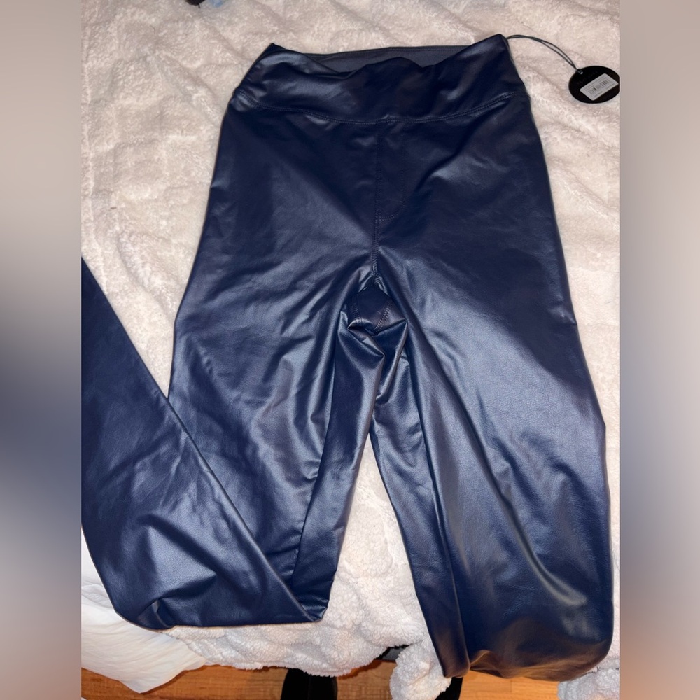 Aerie Navy Leather Leggings